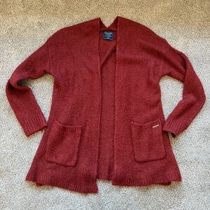 Abercrombie & Fitch Burgundy Open-Front Cardigan